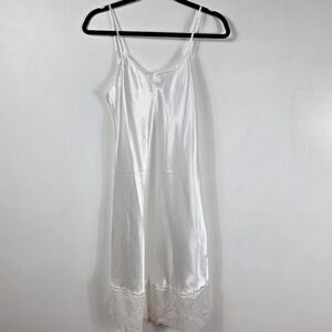 Upcycled Satin Slip/ Extender‎ Womens M White Lace 6"Trim New Chemise Nightgown